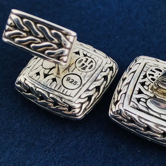 JOHN HARDY CUFFLINKS Classic STERLING SILVER Chain - Picture 10 of 12